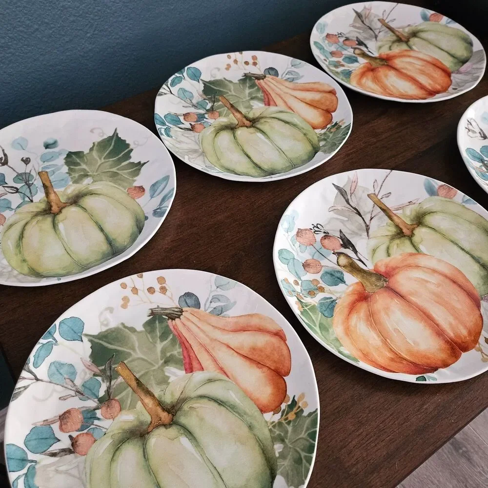 Vtg Pier 1 Pumpkin Patch Fall Thanksgiving Salad Luncheon Plate 8.5